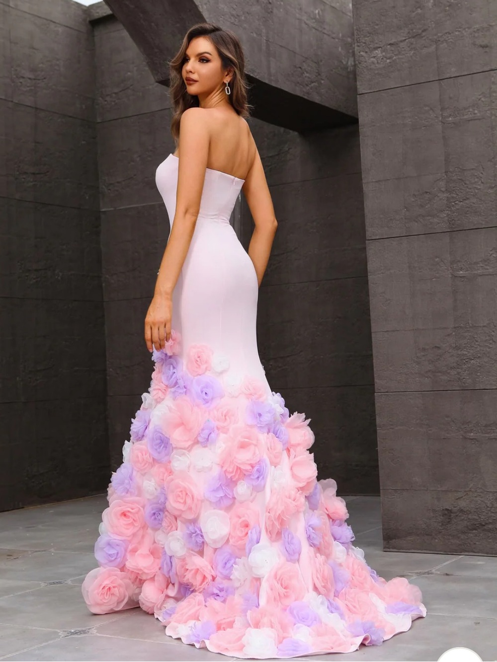 NWT Terani Couture Pink 3D Floral Rosette Appliqué Romantic Luxe Garden Gown 6